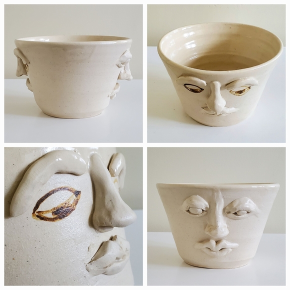 Two Faced Studio Art Bowl, Signed - Picture 8 of 16